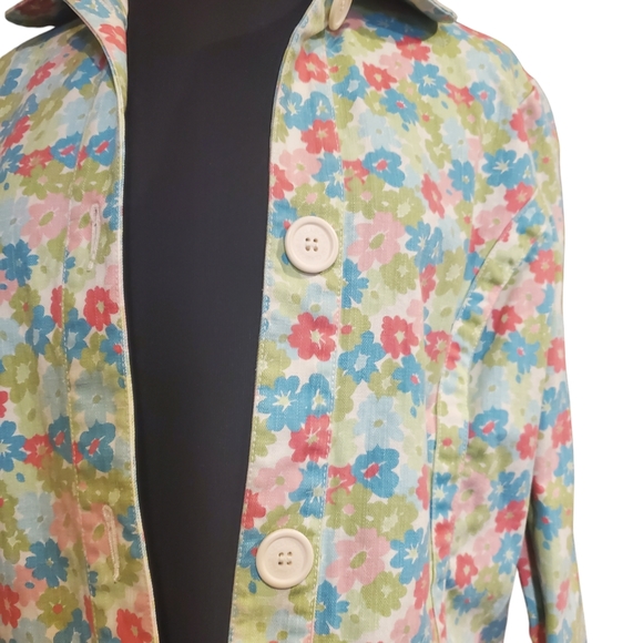 Liz Claiborne 100% Cotton Flower Jacket. Size Medium - Picture 2 of 4